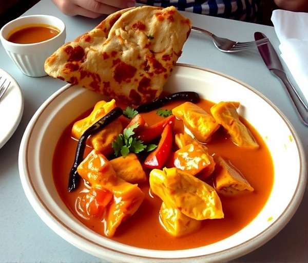 North Indian cuisine featuring butter chicken and naan